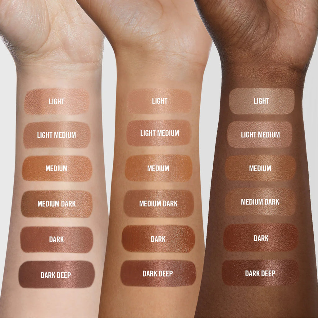 Makeup By Mario SoftSculpt Transforming Skin Enhancer in Light and light medium swatches
