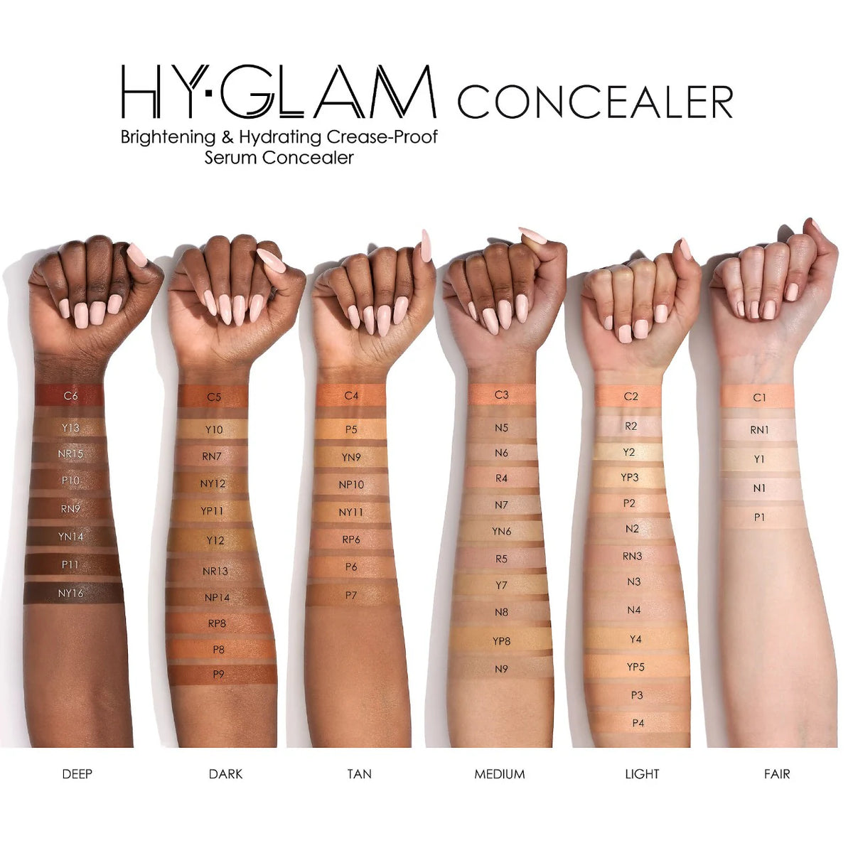 Natasha Denona Hy-Glam Concealer in YN6 Y4 swatches